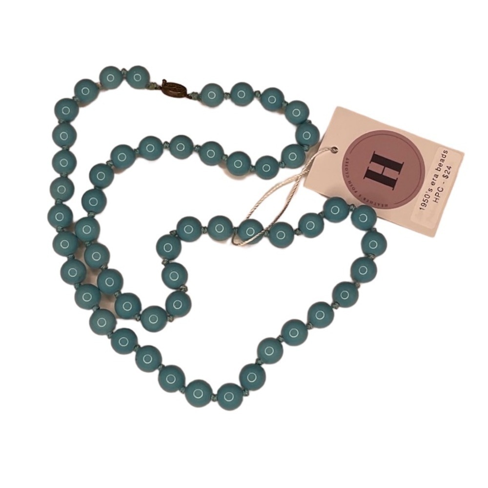 Vintage teal blue glass beads